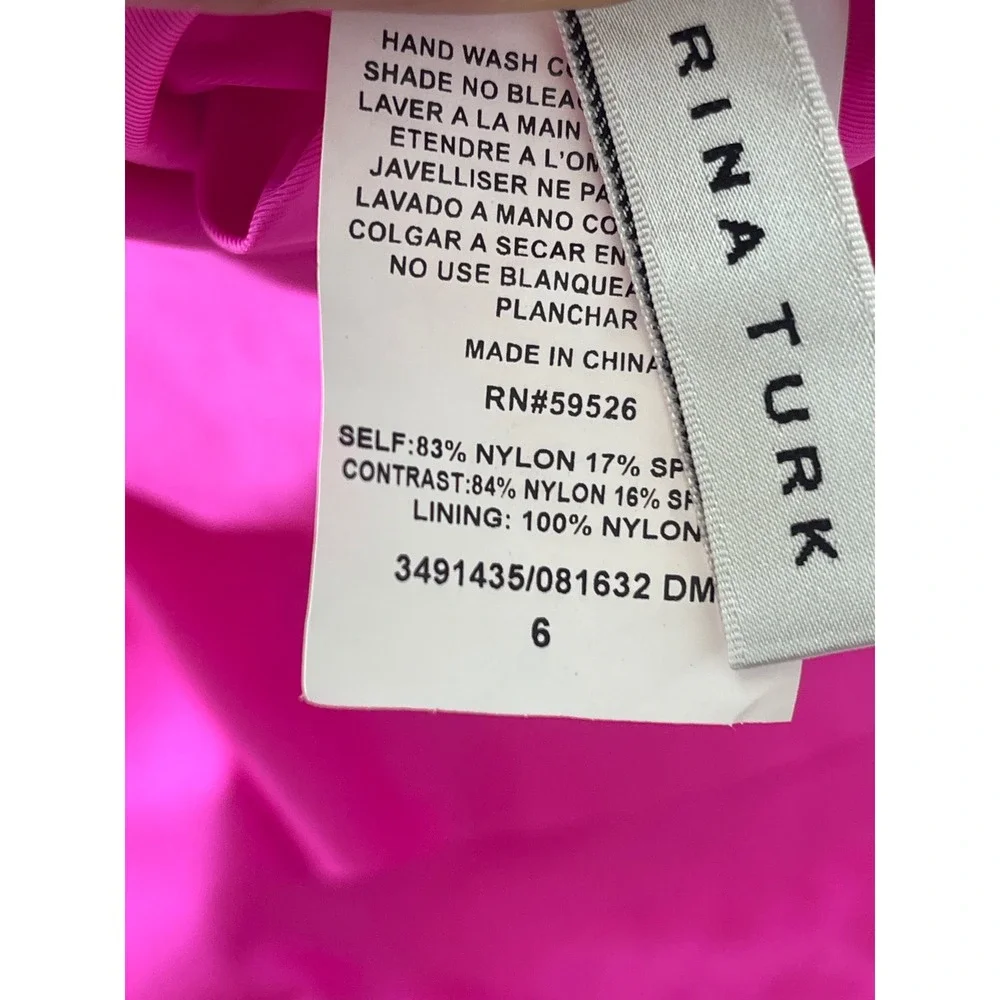 Trina Turk Monaco One Piece Bandeau Ruffle Pink‎ Pop NWOT Swimsuit Size 6
